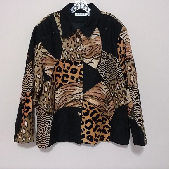 Anage Jackets & Blazers - ☆☆SOLD☆☆ VTG Anage Animal Print Patchwork Jacket